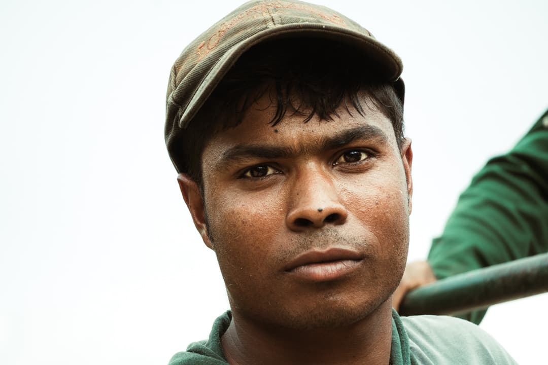 Trabajador rural cosechando hojas de té en plantación en Malasia